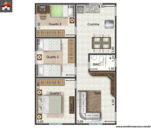61.92m2-casa-terrea-3-quartos-sala-cozinha-integrada
