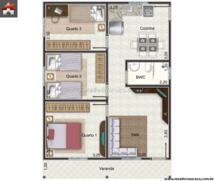 66.72m²-casa-terrea-3-quartos-sala-e-cozinha-integradas