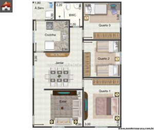 78.97m2-casa-terrea-3-quartos-sala-integrada-cozinha-compacta