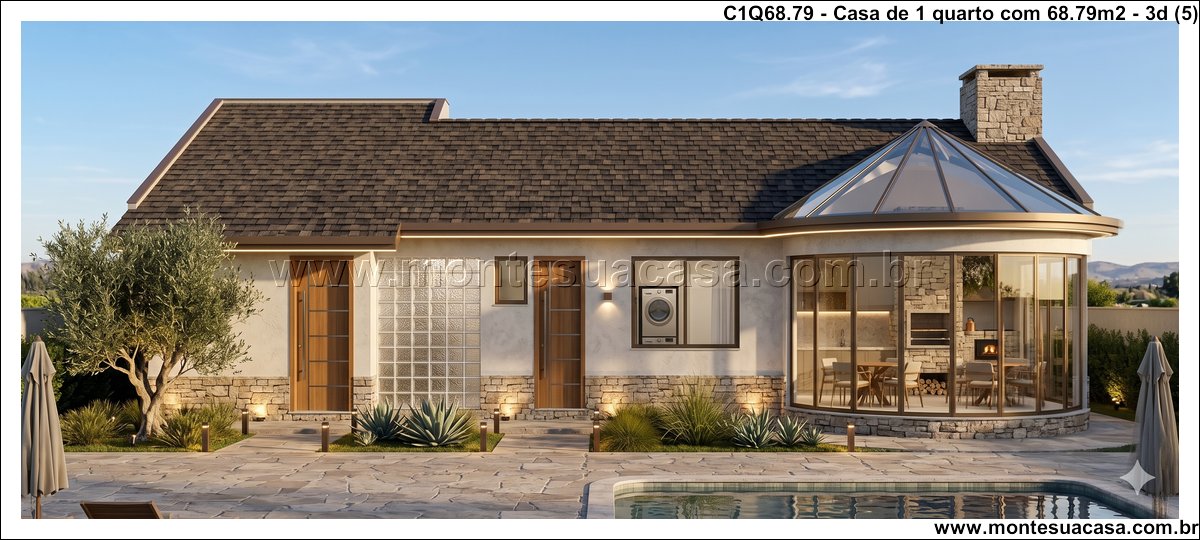 68.79m2-casa-terrea-1-quarto-com-churrasqueira-e-piscina - Imagem 6