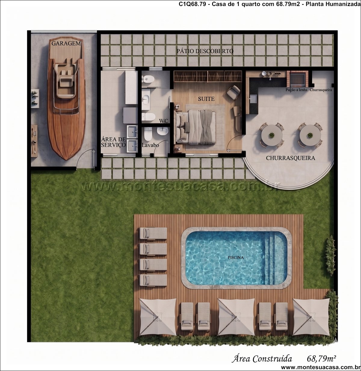 68.79m2-casa-terrea-1-quarto-com-churrasqueira-e-piscina - Imagem 8