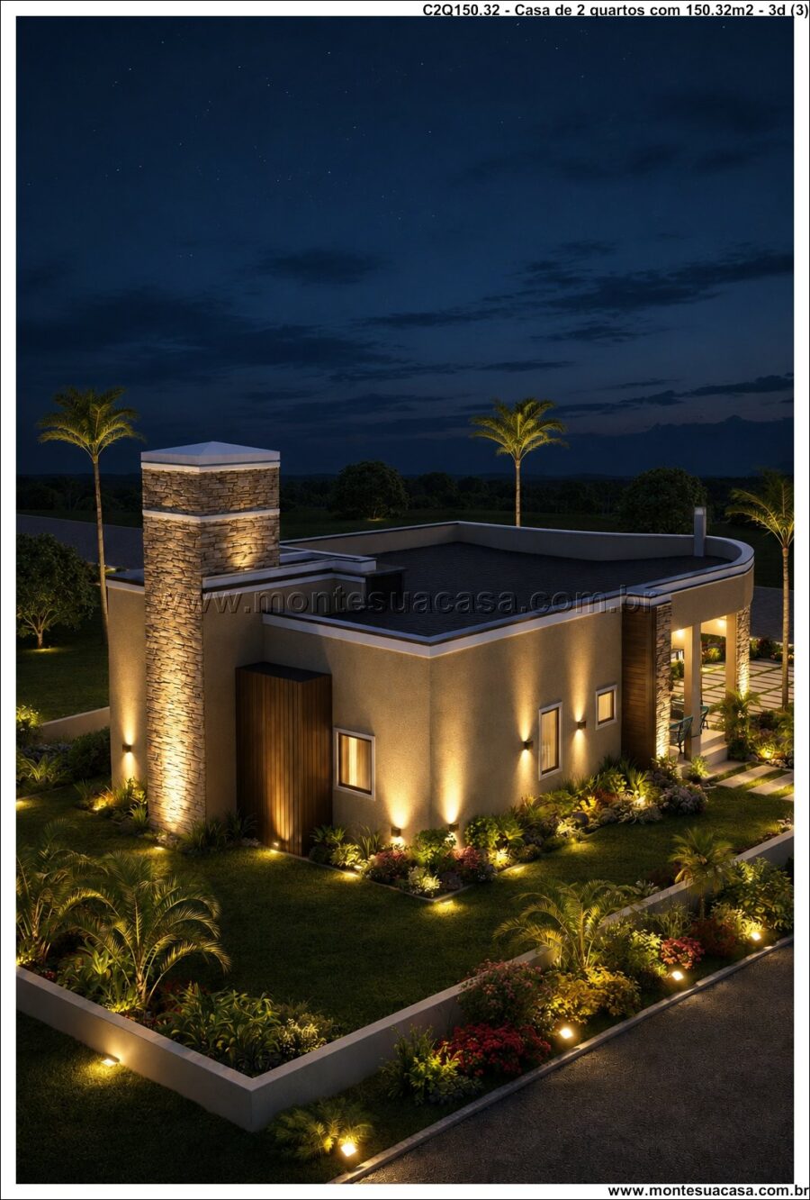 Casa moderna térrea 2 quartos com varanda e garagem 150.32m²
