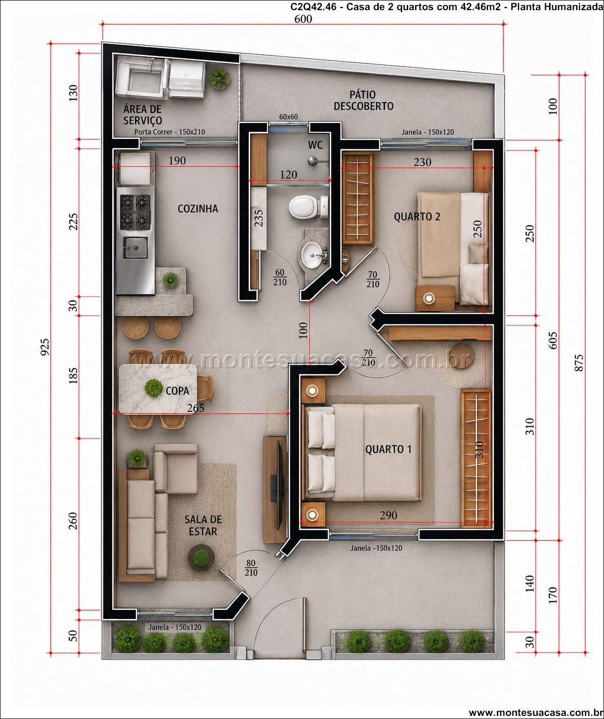 42.46m2-casa-terrea-2-quartos - Imagem 4