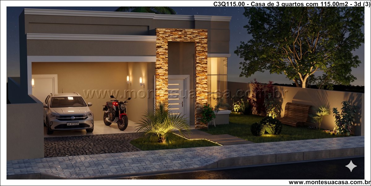 115.00m2-casa-terrea-3-quartos-com-piscina-e-fachada-moderna - Imagem 4