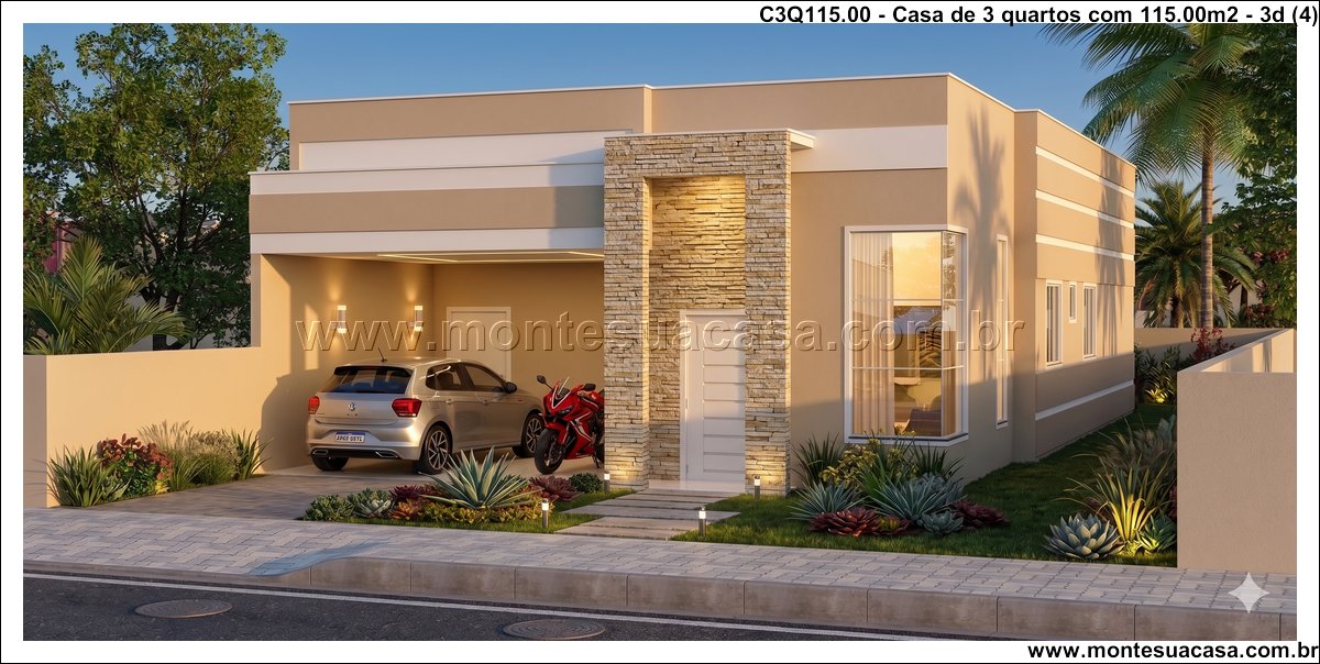 115.00m2-casa-terrea-3-quartos-com-piscina-e-fachada-moderna - Imagem 5
