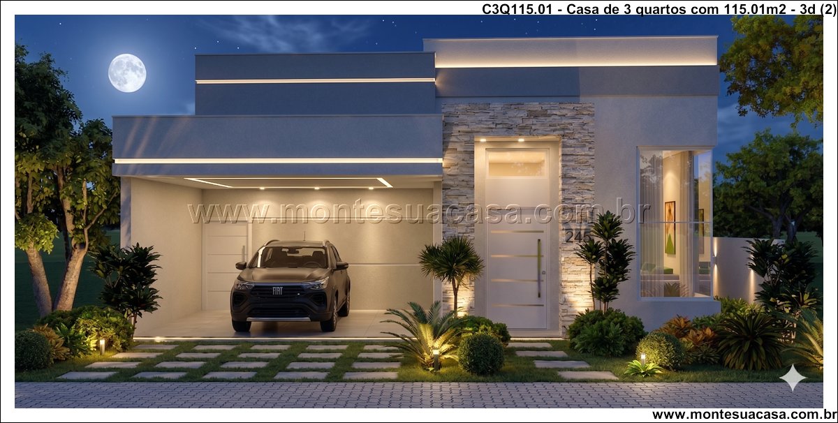 115.01m2-casa-terrea-3-quartos-com-churrasqueira-e-garagem-dupla - Imagem 3