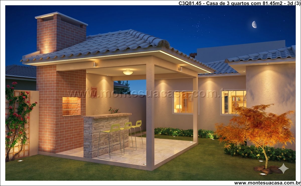 81.45m2-casa-terrea-3-quartos-com-churrasqueira-e-garagem - Imagem 4
