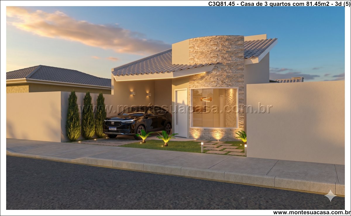 81.45m2-casa-terrea-3-quartos-com-churrasqueira-e-garagem - Imagem 6
