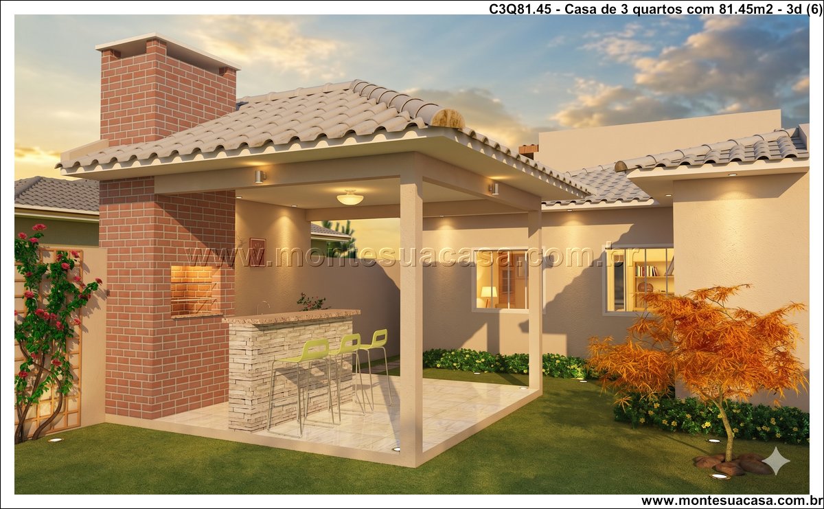 81.45m2-casa-terrea-3-quartos-com-churrasqueira-e-garagem - Imagem 7
