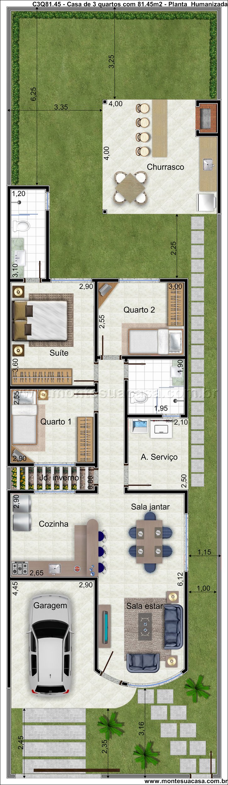 81.45m2-casa-terrea-3-quartos-com-churrasqueira-e-garagem - Imagem 8