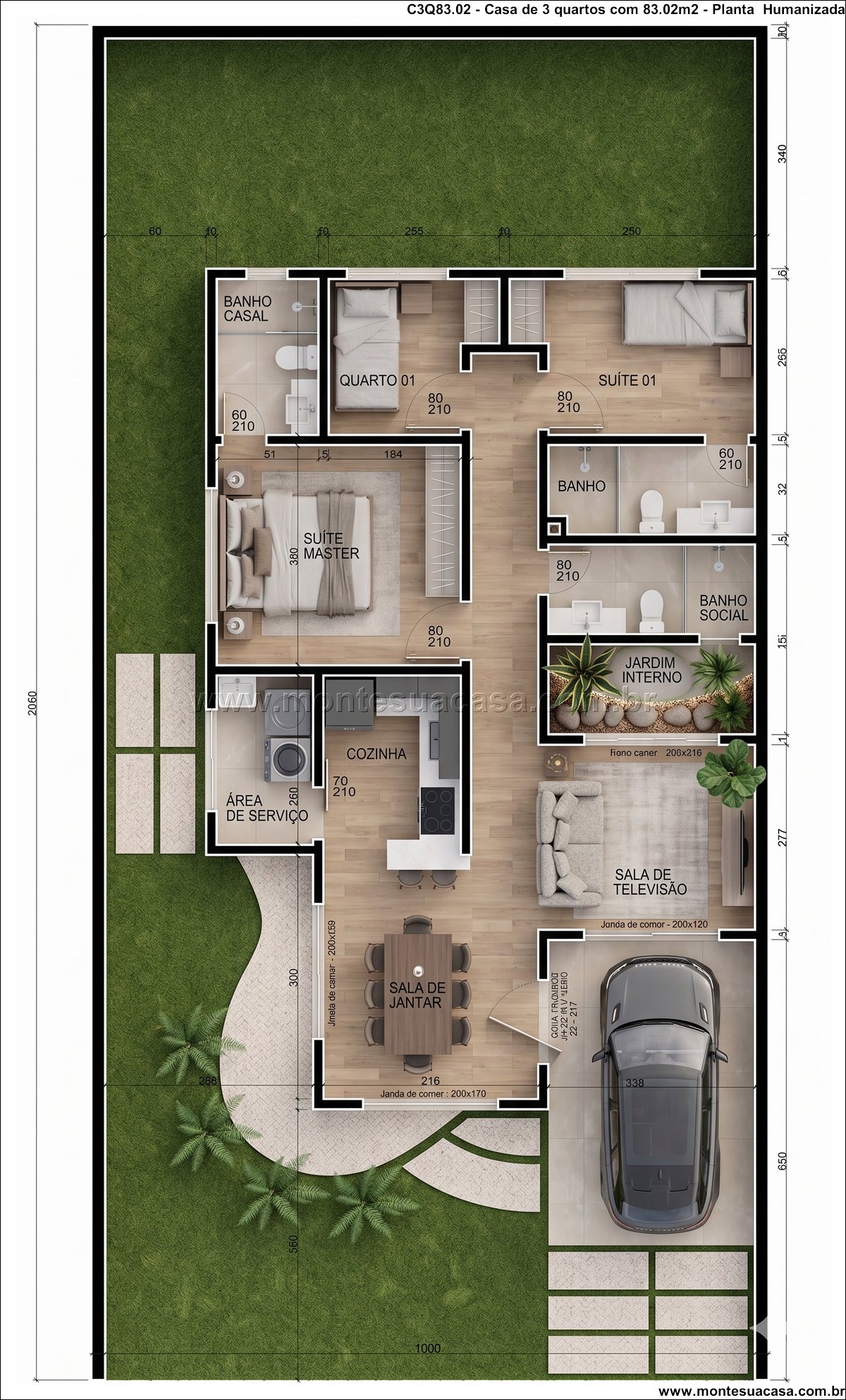 83.02m2-casa-terrea-3-quartos-suite-jardim-interno - Imagem 8