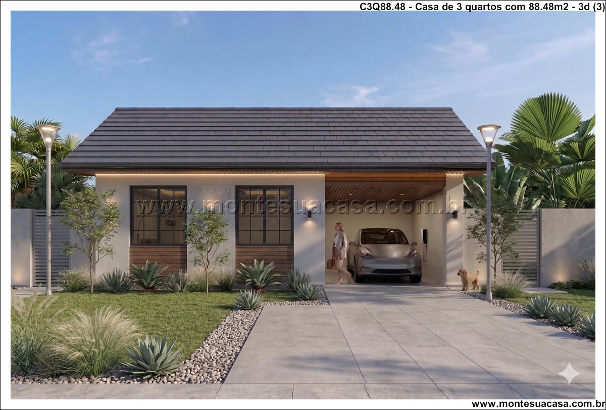 88.48m2-casa-terrea-com-3-quartos-e-garagem-integrada - Imagem 4