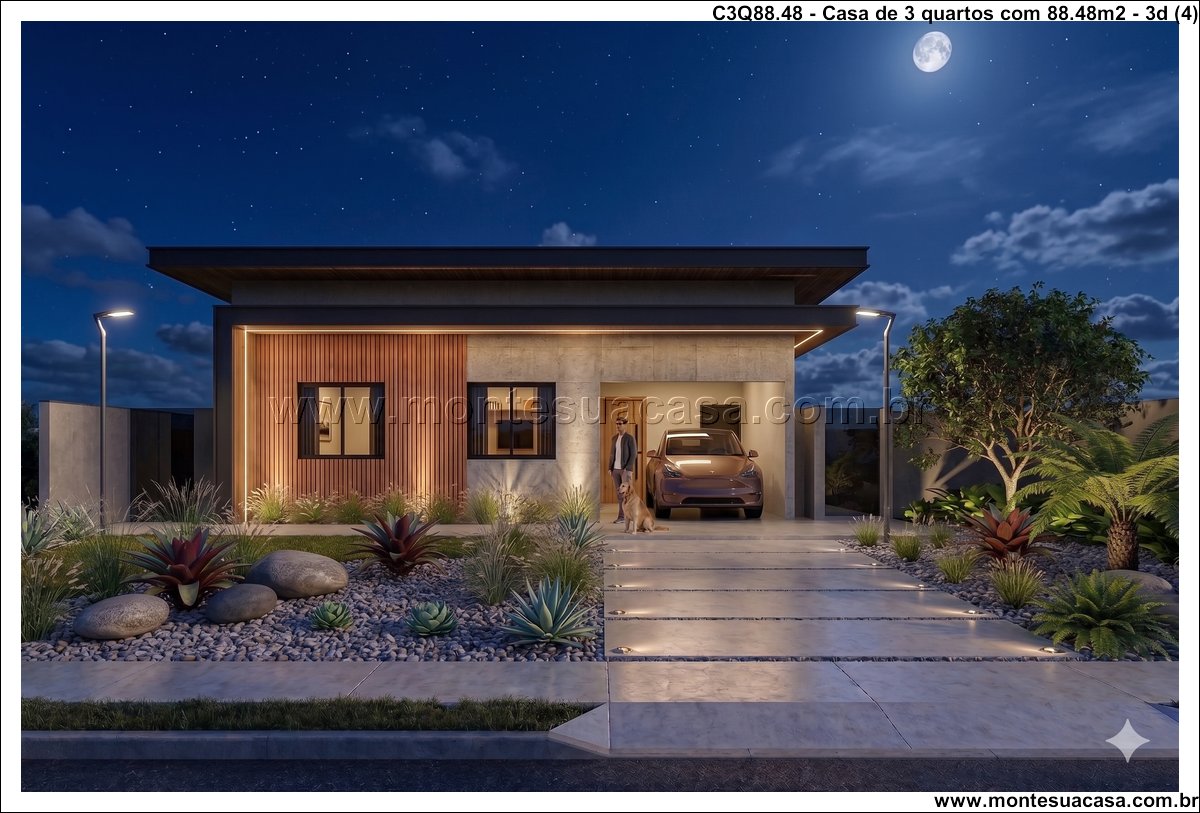 88.48m2-casa-terrea-com-3-quartos-e-garagem-integrada - Imagem 5