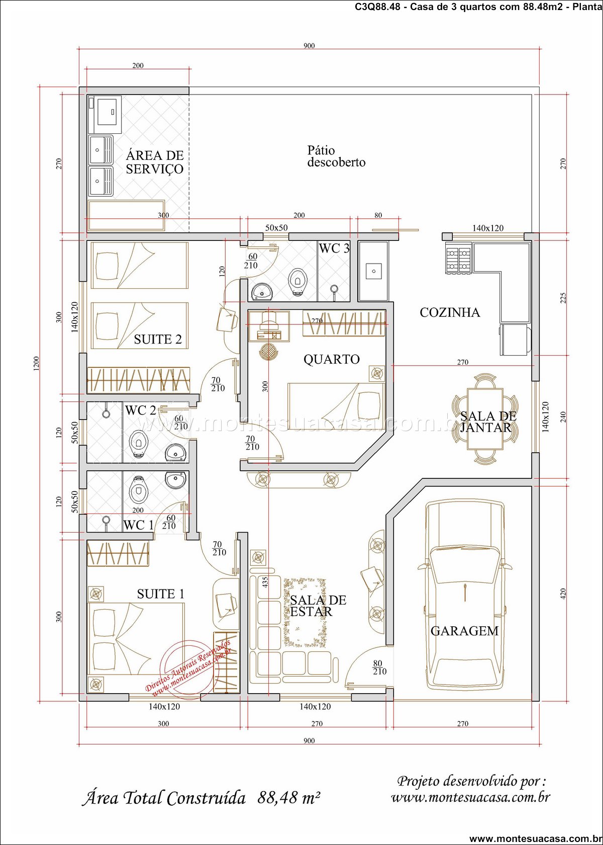 88.48m2-casa-terrea-com-3-quartos-e-garagem-integrada - Imagem 8