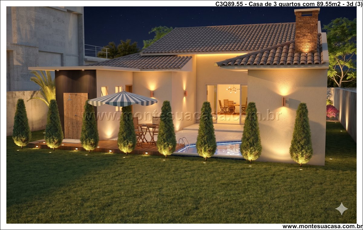 89.55m2-casa-terrea-3-quartos-com-piscina-e-churrasqueira - Imagem 4