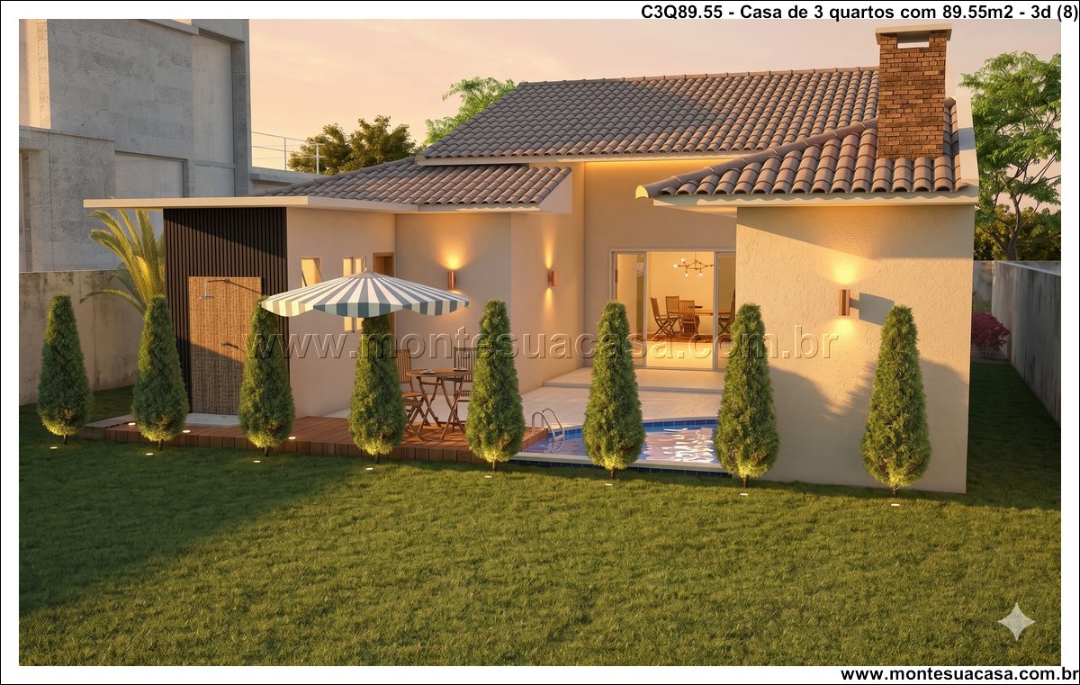 89.55m2-casa-terrea-3-quartos-com-piscina-e-churrasqueira - Imagem 9