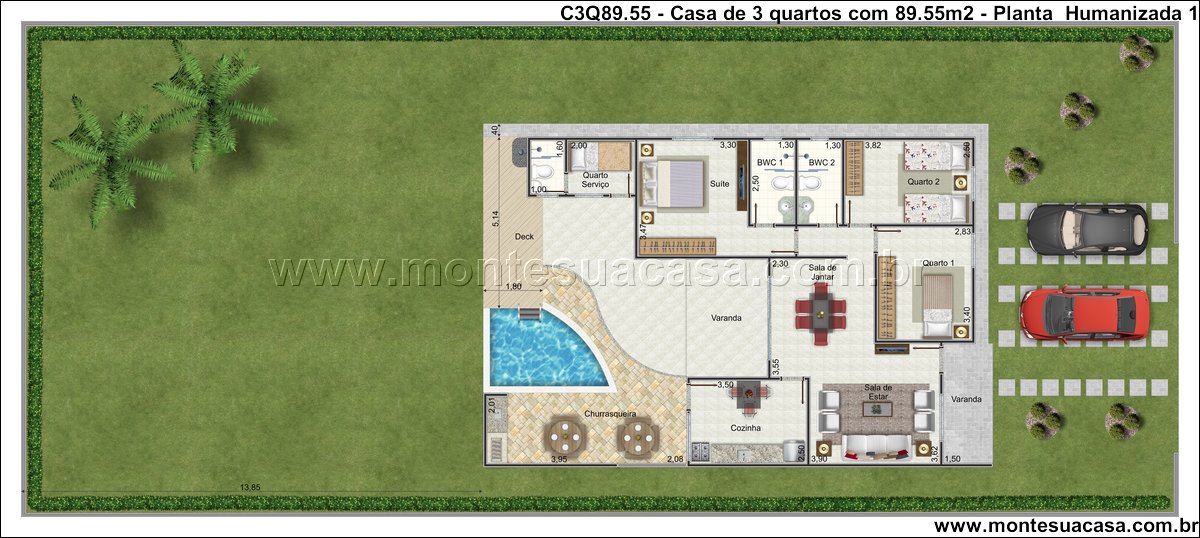 89.55m2-casa-terrea-3-quartos-com-piscina-e-churrasqueira - Imagem 10