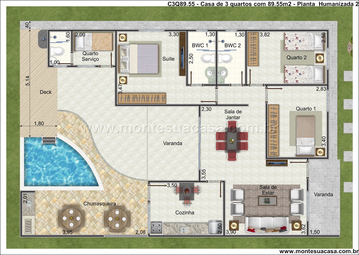 89.55m2-casa-terrea-3-quartos-com-piscina-e-churrasqueira - Imagem 11