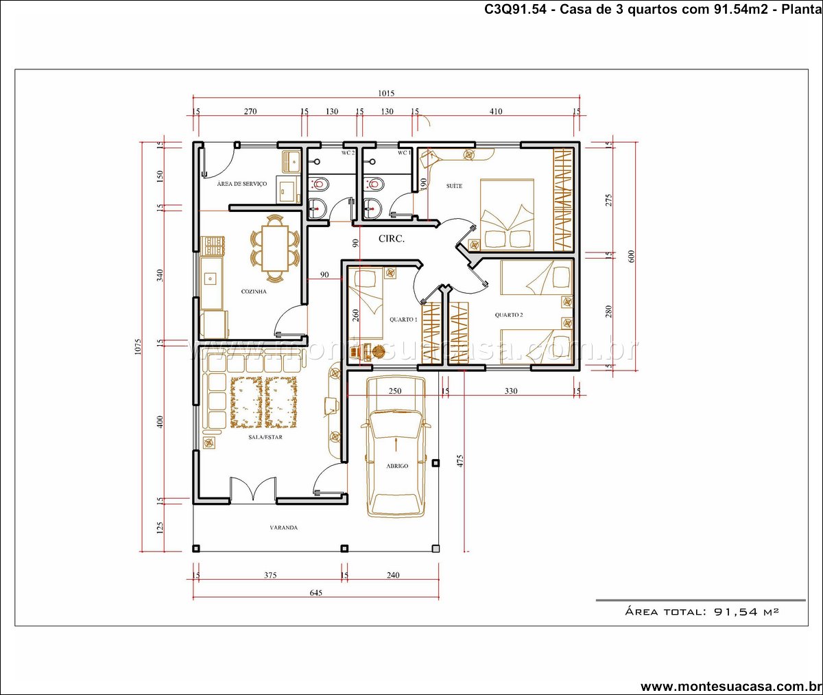 91.54m2-casa-terrea-3-quartos-com-suite-e-garagem - Imagem 3
