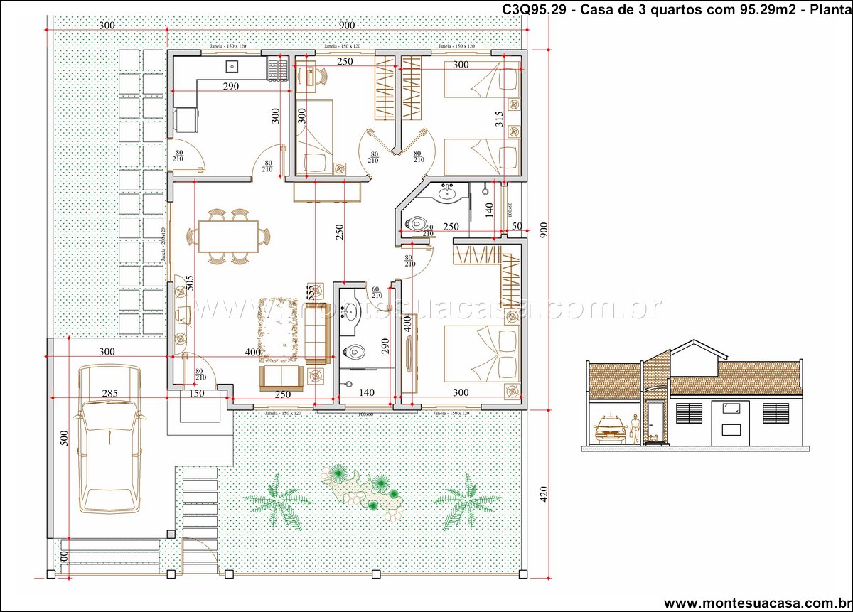 95.29m2-casa-terrea-3-quartos-com-garagem-integrada - Imagem 5