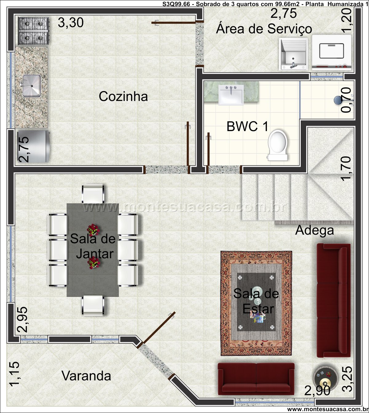 99.66m2-sobrado-3-quartos-com-escritorio-e-duas-sacadas - Imagem 2