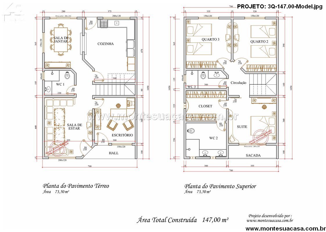 147.00m2-sobrado-3-quartos-suite-closet-escritorio-sacada - Imagem 3