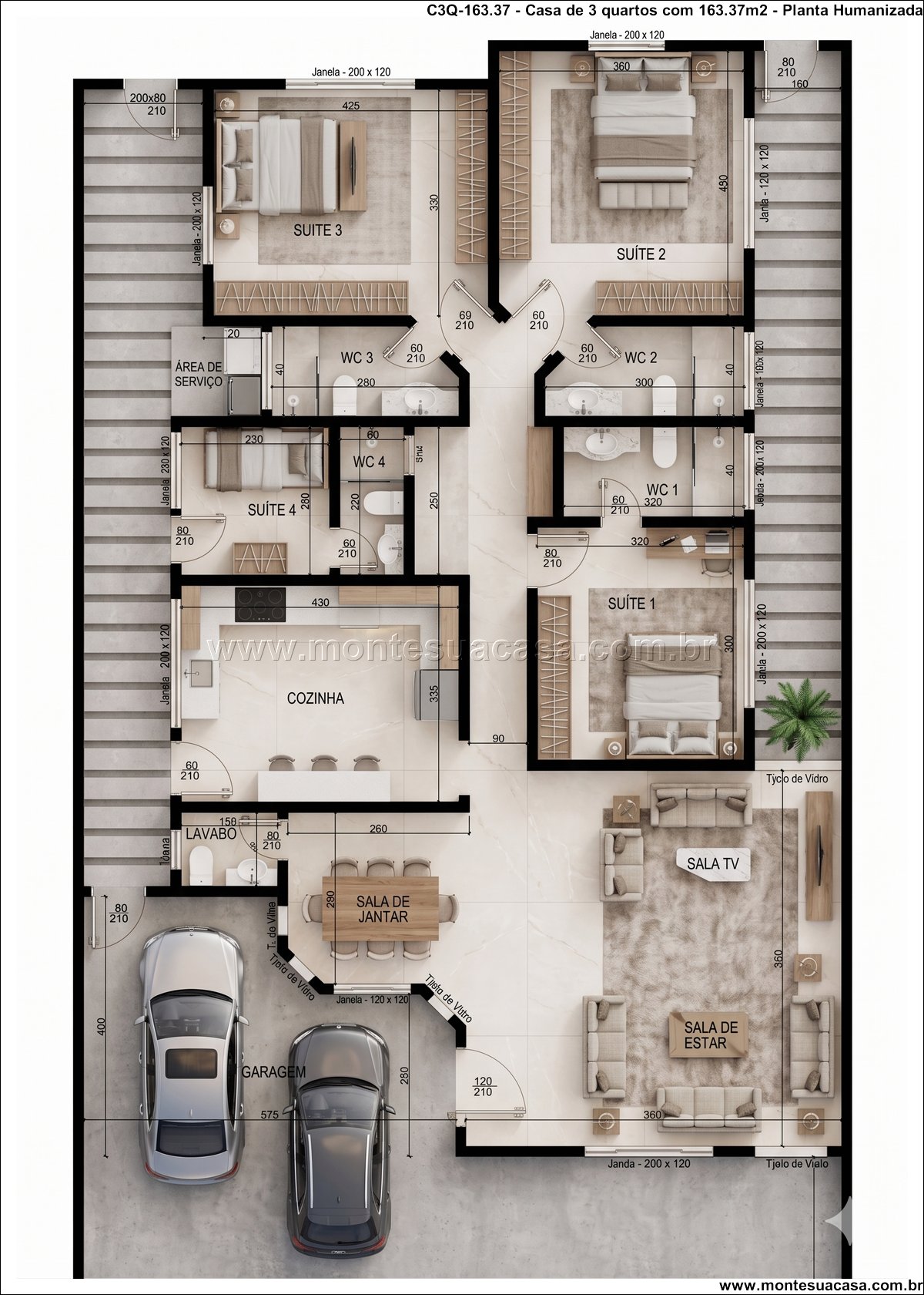 163.37m2-casa-terrea-3-quartos-com-suites-e-garagem-dupla - Imagem 6