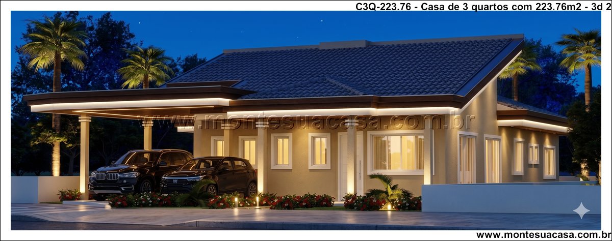 223.76m2-projeto-3Q-ambientes-integrados-com-varanda-e-garagem-coberta - Imagem 3