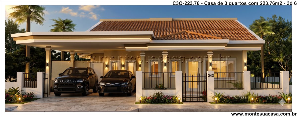 223.76m2-projeto-3Q-ambientes-integrados-com-varanda-e-garagem-coberta - Imagem 7