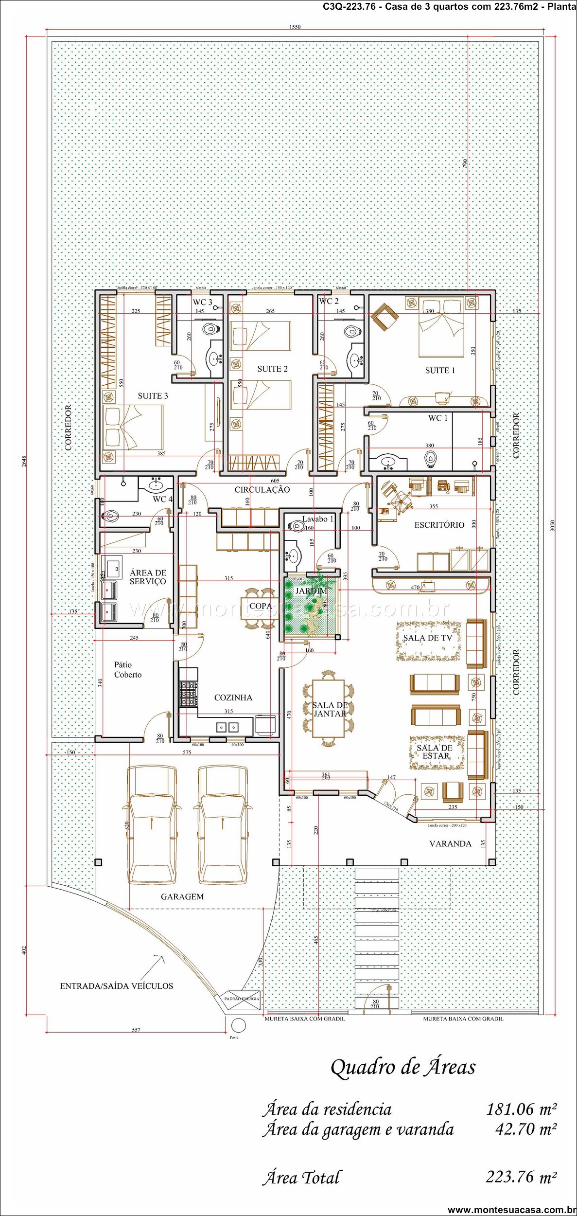 223.76m2-projeto-3Q-ambientes-integrados-com-varanda-e-garagem-coberta - Imagem 13