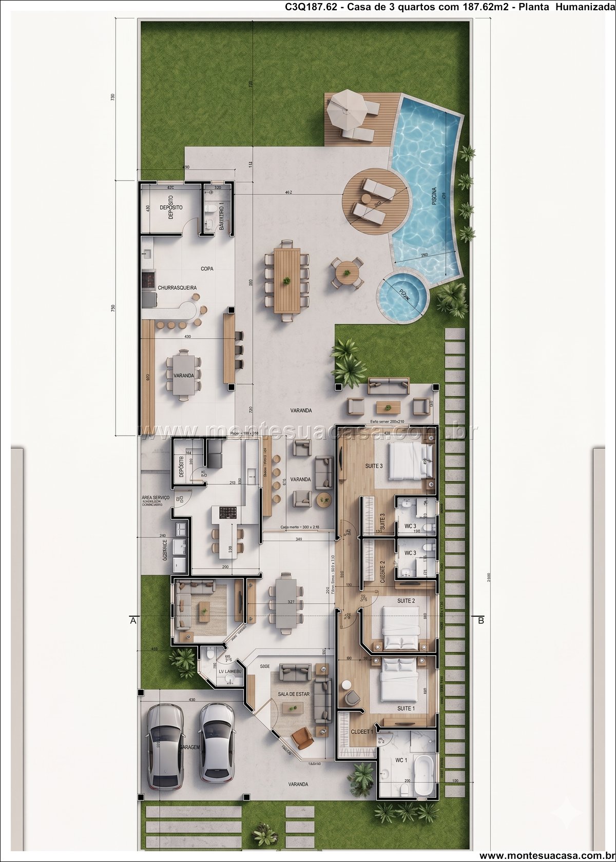 187.62m2-casa-terrea-3-quartos-com-piscina-e-espaco-gourmet - Imagem 14