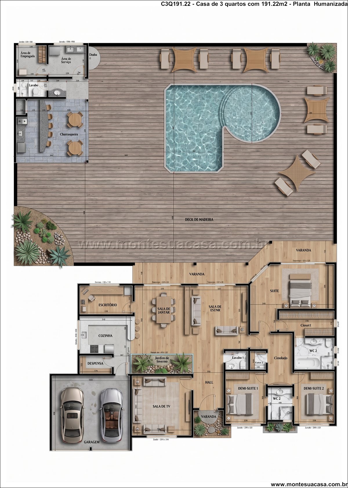 191.22m2-casa-terrea-3-quartos-com-area-gourmet-e-piscina - Imagem 4