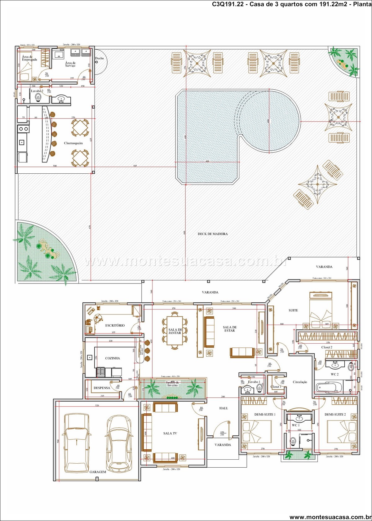 191.22m2-casa-terrea-3-quartos-com-area-gourmet-e-piscina - Imagem 5
