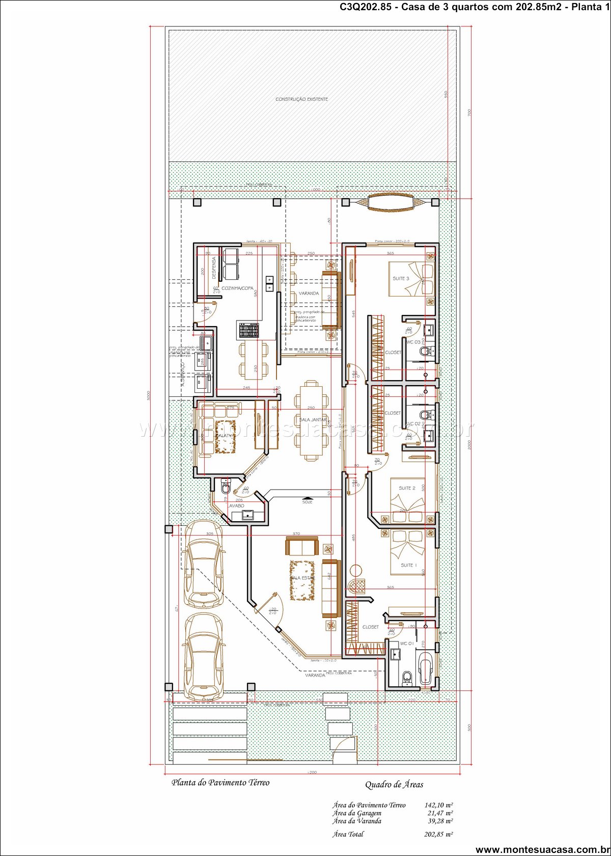 202.85m2-casa-terrea-3-quartos-com-varanda-e-sala-integrada - Imagem 14