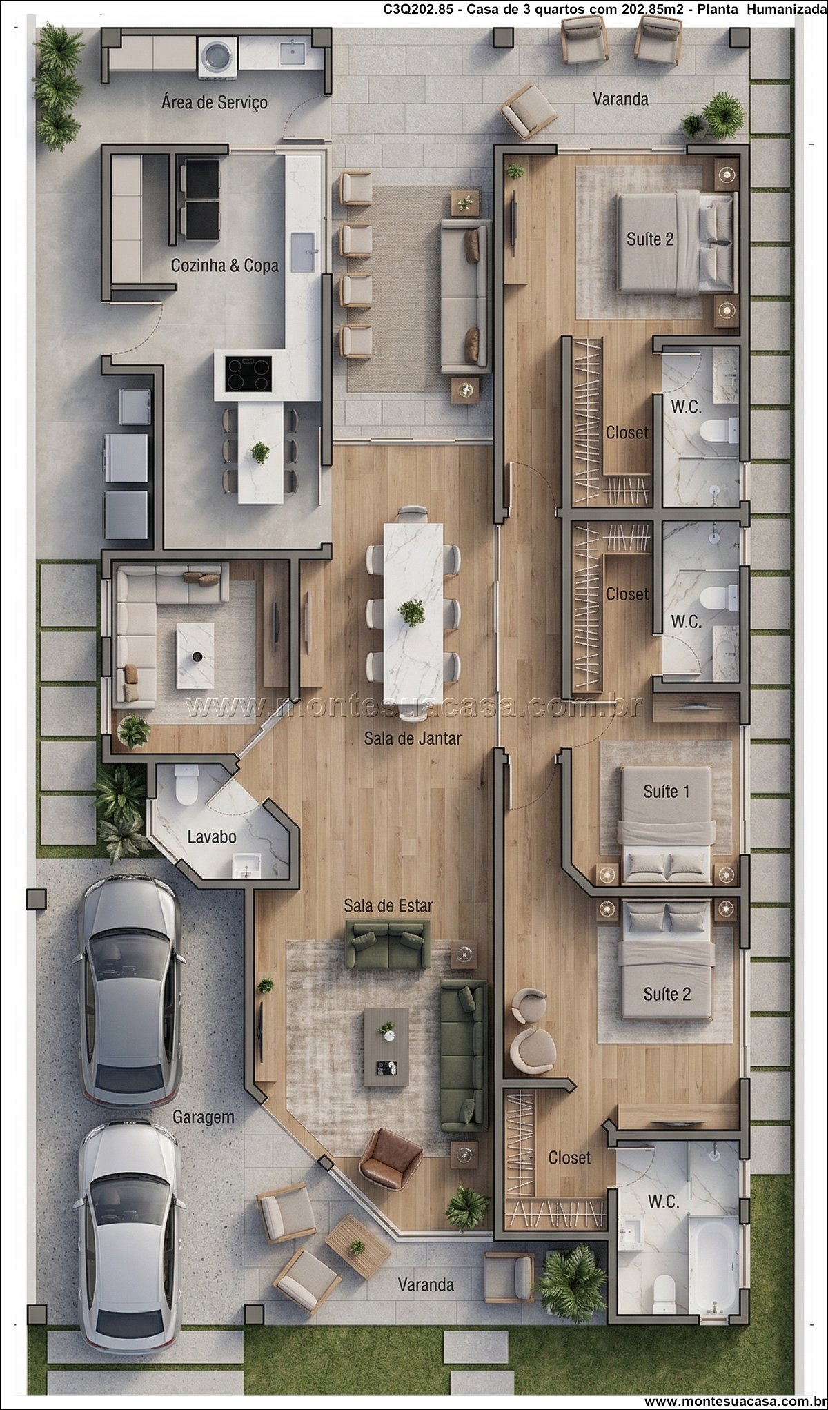 202.85m2-casa-terrea-3-quartos-com-varanda-e-sala-integrada - Imagem 13