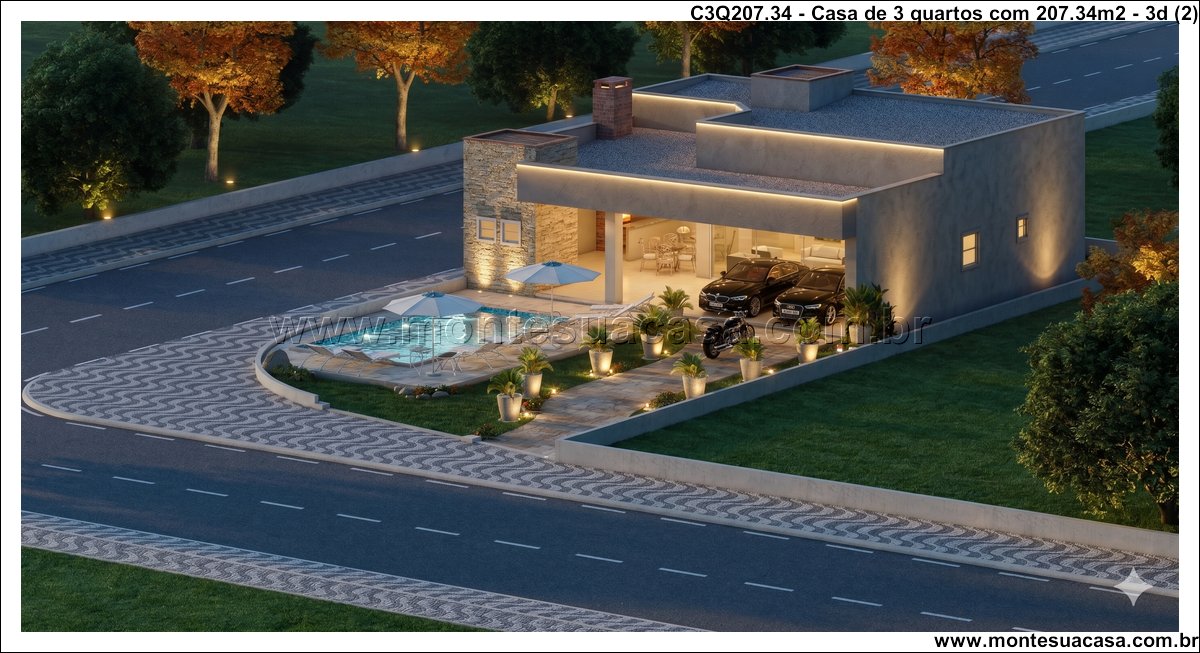 207.34m2-casa-terrea-com-garagem-dupla-e-area-integrada - Imagem 3