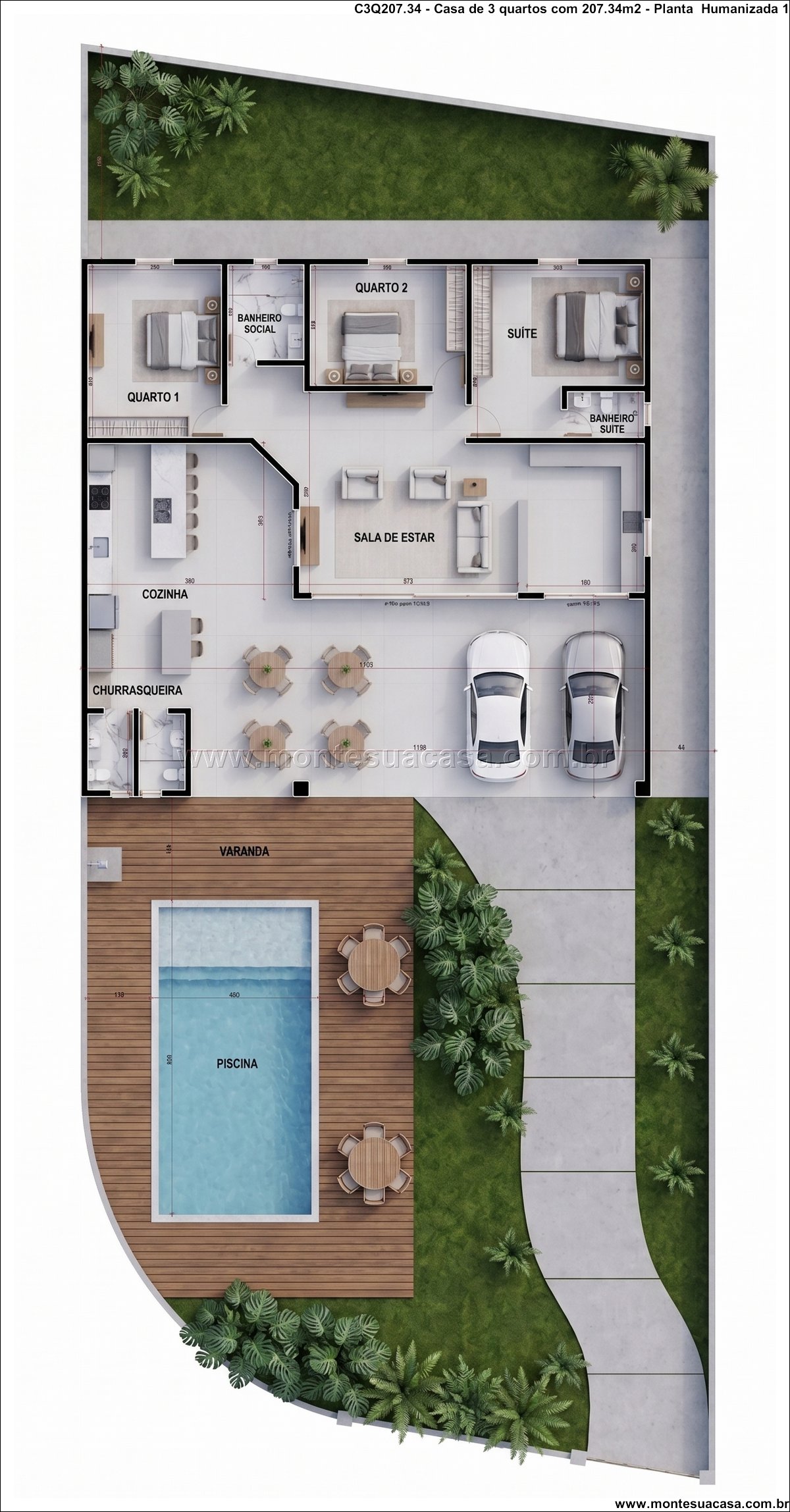 207.34m2-casa-terrea-com-garagem-dupla-e-area-integrada - Imagem 14