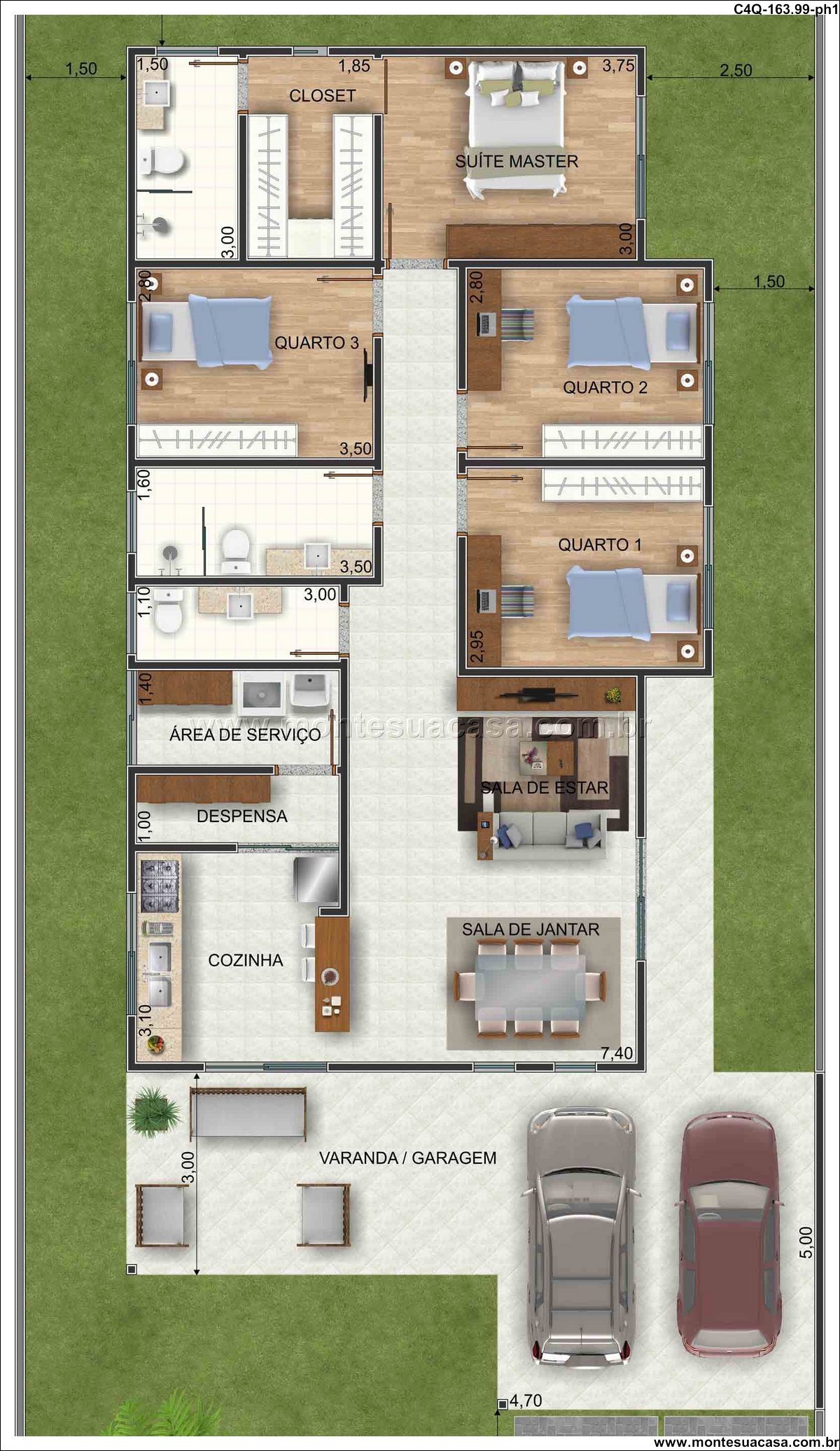 163.99m2-casa-terrea-com-quatro-quartos-e-varanda-integrada - Imagem 15