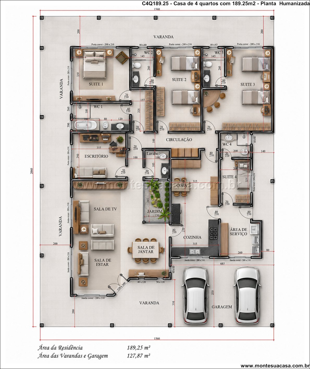 189.25m2-casa-terrea-com-4-suites-e-escritorio-integrado - Imagem 4
