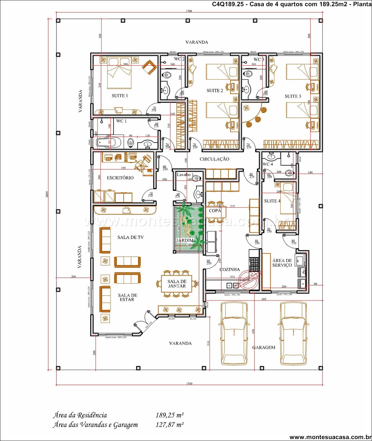 189.25m2-casa-terrea-com-4-suites-e-escritorio-integrado - Imagem 5