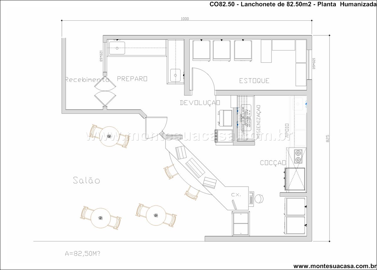 82.50m2-projeto-de-lanchonete-com-cozinha-industrial-e-salao-de-refeicoes-integrado - Imagem 2