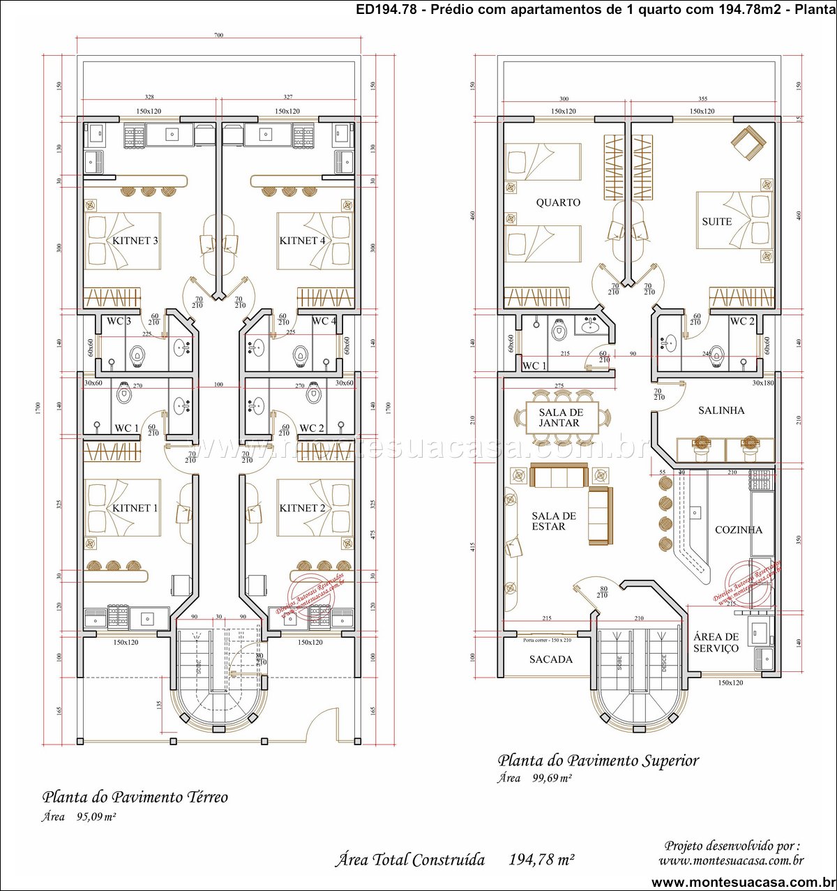 194.78m2-edificacao-com-4-kitnets-e-residencia-superior-com-2-quartos-e-sacada - Imagem 3