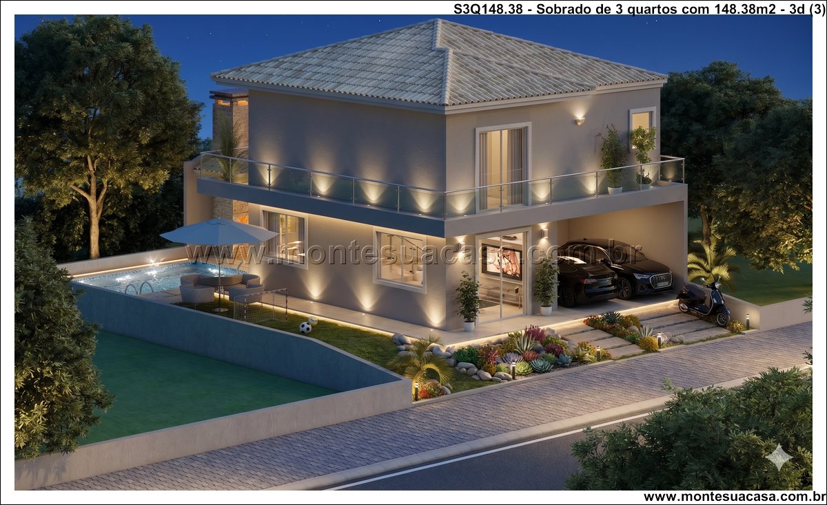 148.38m2-sobrado-de-3-quartos-com-piscina-varanda-e-garagem-coberta - Imagem 4