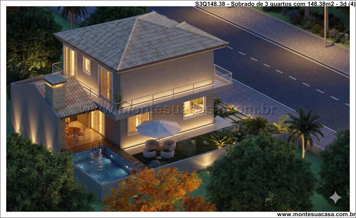 148.38m2-sobrado-de-3-quartos-com-piscina-varanda-e-garagem-coberta - Imagem 5