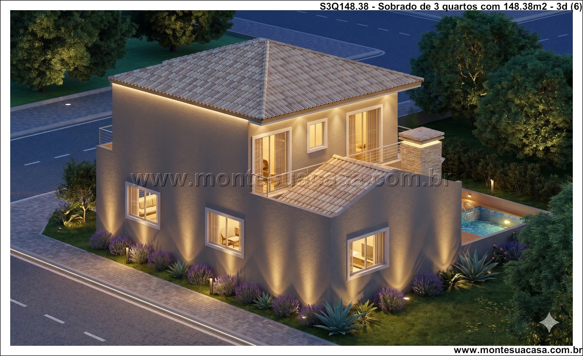 148.38m2-sobrado-de-3-quartos-com-piscina-varanda-e-garagem-coberta - Imagem 7