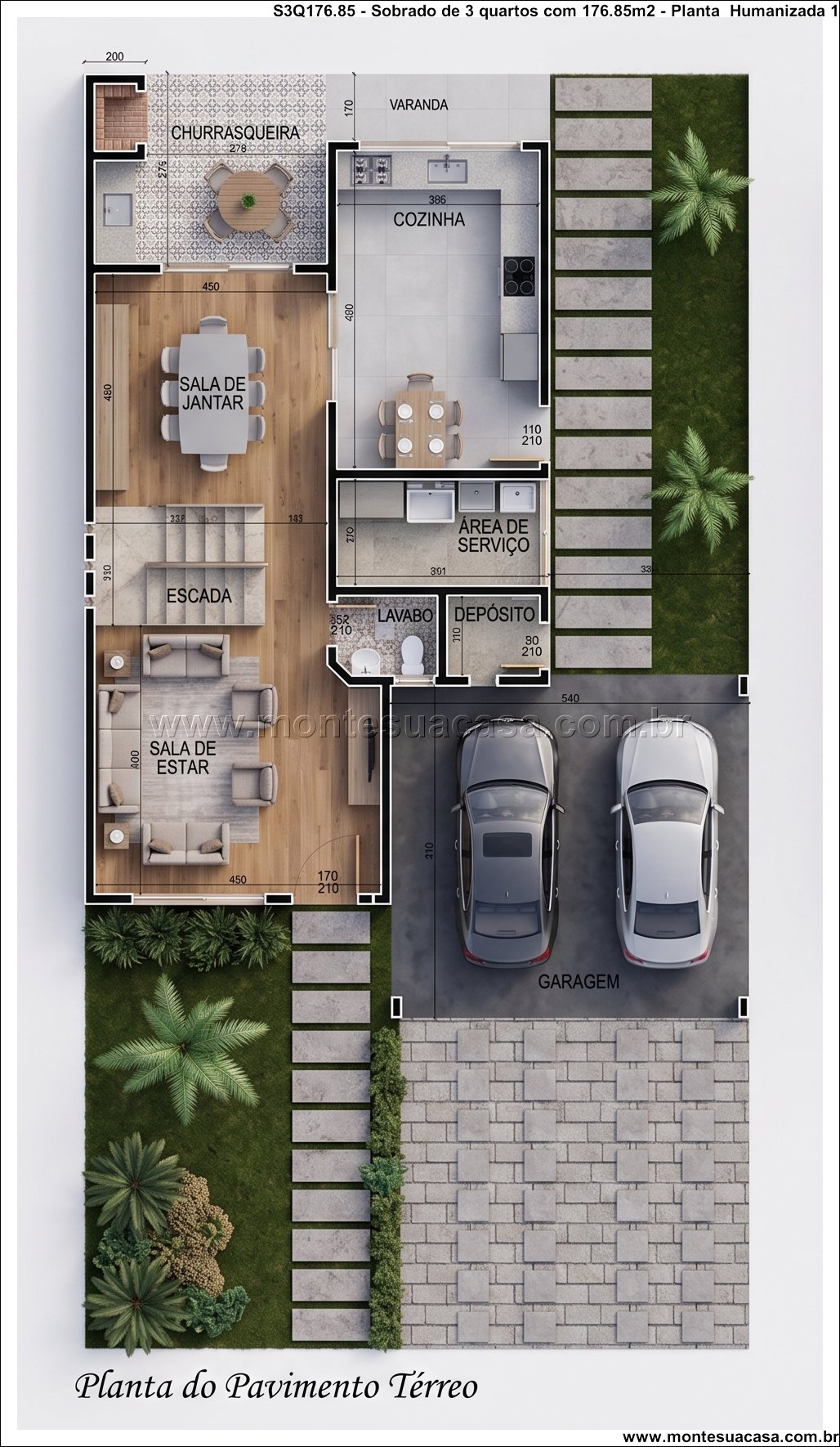 176.85m2-casa-sobrado-3-suites-com-garagem-e-churrasqueira - Imagem 4