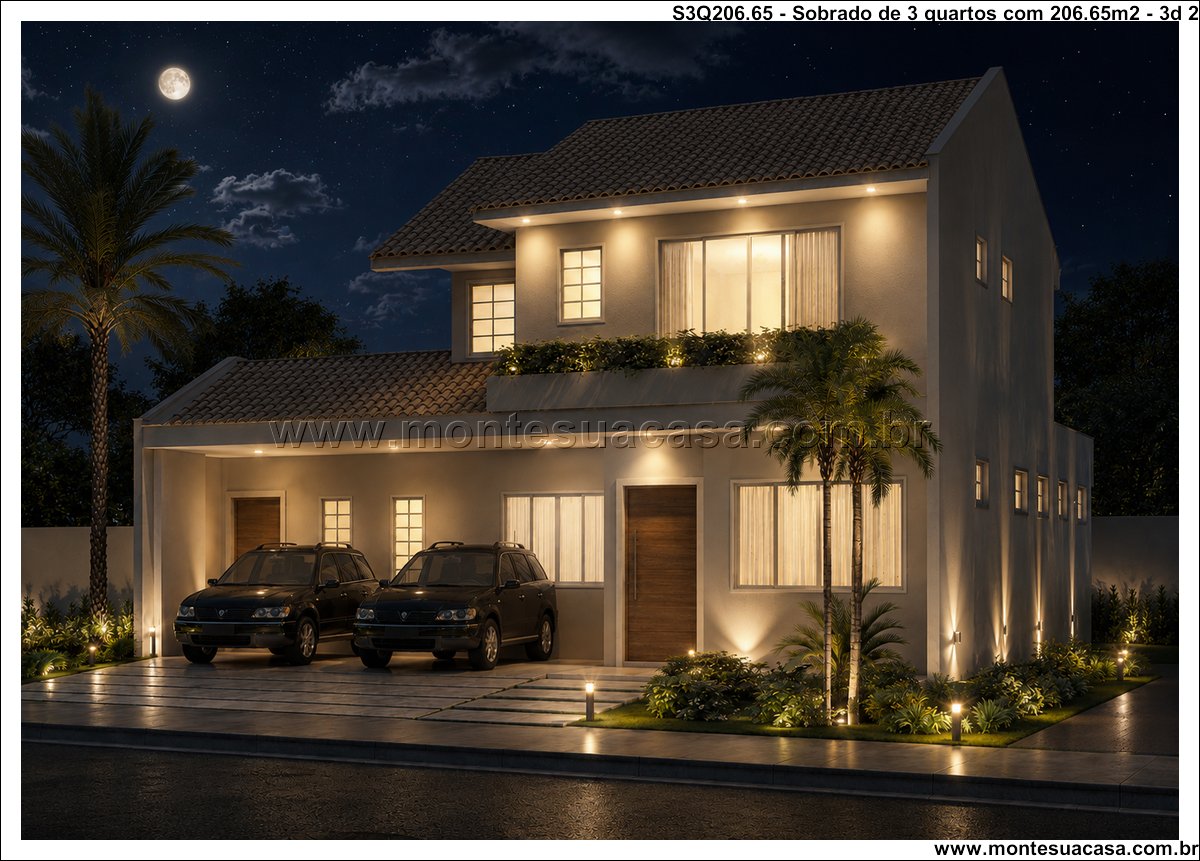 206.65m2-projeto-residencial-com-3-quartos-e-area-de-lazer-integrada - Imagem 3