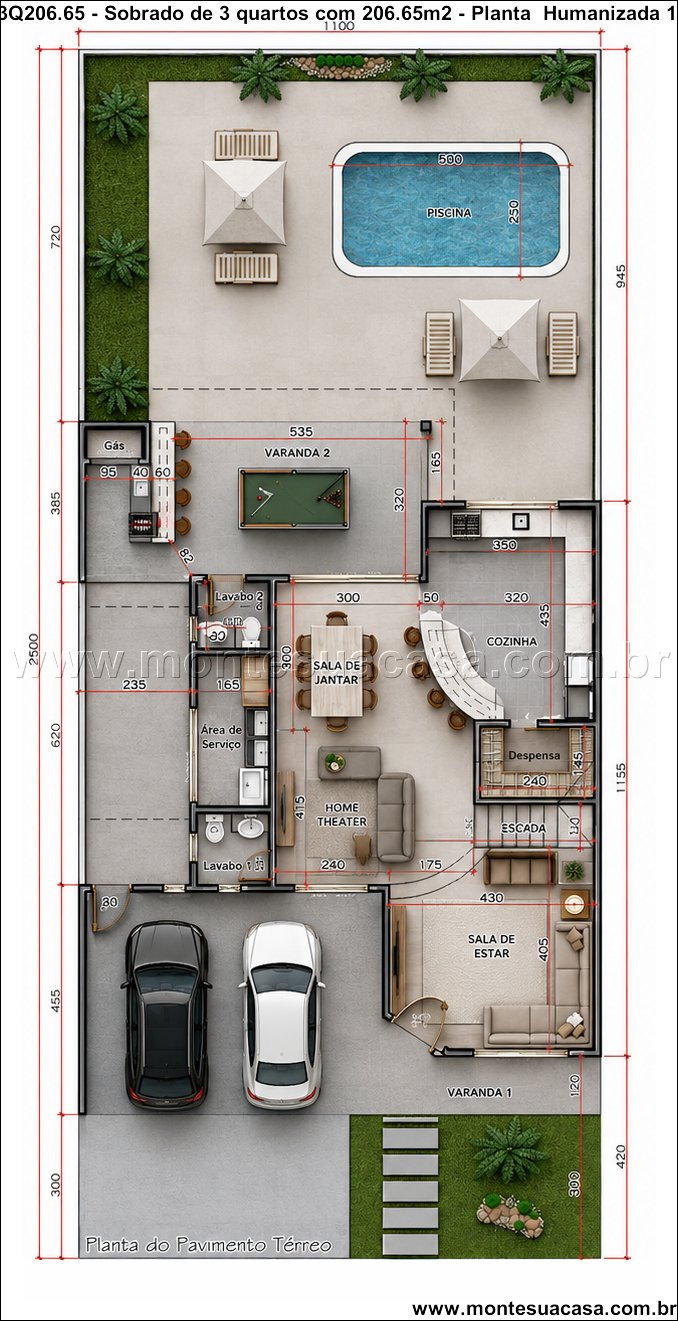 206.65m2-projeto-residencial-com-3-quartos-e-area-de-lazer-integrada - Imagem 6