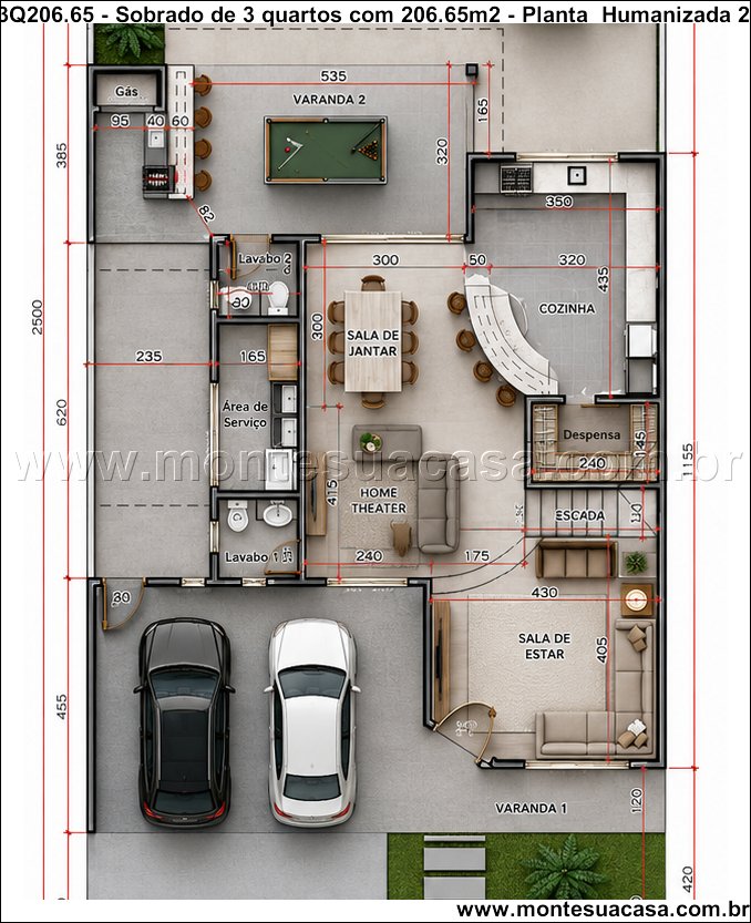 206.65m2-projeto-residencial-com-3-quartos-e-area-de-lazer-integrada - Imagem 7