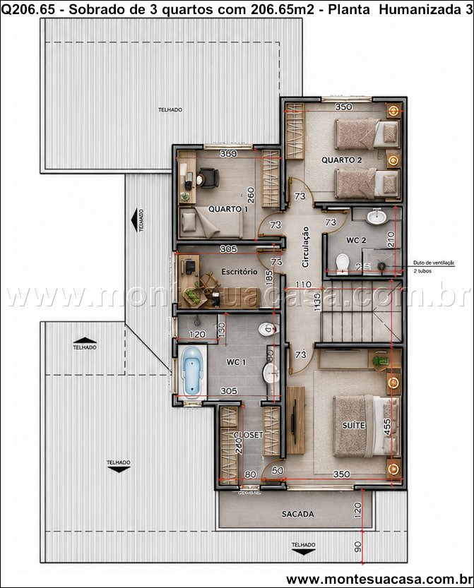 206.65m2-projeto-residencial-com-3-quartos-e-area-de-lazer-integrada - Imagem 8
